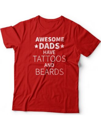Футболка в подарок для папы с надписью "Awesome dads have tattoos and beards"